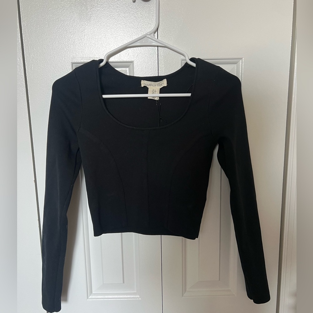 Happily Grey Structured Long Sleeve Sweetheart Neckline